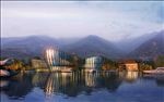 黄昏公建夜景水景效果图