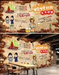 砖墙手绘撸串烧烤餐厅工装背景墙