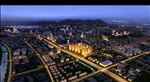 鸟瞰夜景城市规划河道景观图