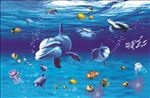 海底世界海豚鱼天顶吊顶壁画设计