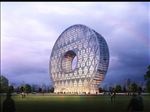 圆形公建黄昏效果图