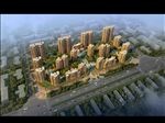 鸟瞰住宅小区水景喷泉景观图