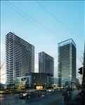 商业中心黄昏建筑效果图