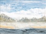 蓝天白云 山水石纹大理石背景墙