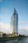 江边五星级酒店黄昏建筑效果图
