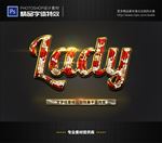 PS字体特效金边水晶印花样式