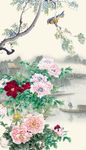 国画牡丹玄关