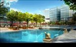 夏天游泳池水池景观图