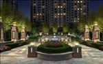 花池叠水喷泉夜景景观图