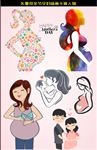 矢量卡通插画孕妇孕婴母亲节人物