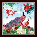 花开富贵牡丹孔雀装饰画