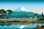 日本富士山旅游风景名胜手绘插图