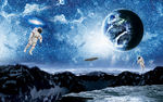 神秘宇宙太空宇航员月球上看地球