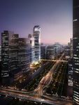 繁华都市夜景鸟瞰建筑效果图