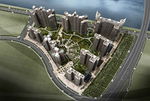 海边冰河住宅区鸟瞰建筑效果图