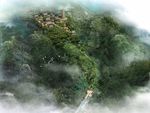 深山寺庙鸟瞰建筑效果图