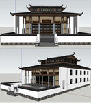 宗祠建筑草图大师SKP模型