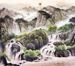 国画山水电视背景墙