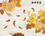 富贵有余金色牡丹背景墙图