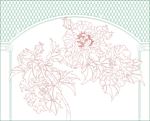 欧式芙蓉花艺术玻璃矢量图