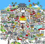 韩国旅游景点吃喝玩乐行卡通插图