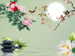 家和富贵牡丹荷花图