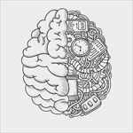 精致矢量手绘机械大脑有趣插画