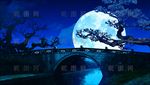 古代夜晚桥梁复古