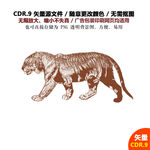 手绘老虎图形老虎矢量图