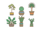 精致矢量彩色室内植物图标