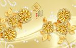 3D立体奢华金色花朵珠宝电视背