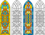 教堂玻璃彩绘玻璃矢量图