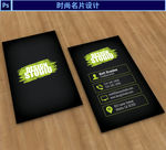 蓝色水墨名片设计