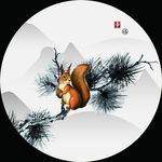 新中式山水意境圆