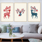 北欧小清新麋鹿花纹装饰画