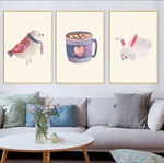 北欧简约卡通手绘动装饰画无框画