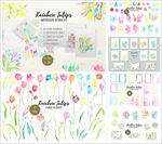 水彩画郁金香分层素材