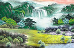 山水国画电视背景墙