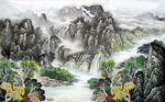 国画山水电视背景墙
