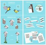 手绘小鸟鸟巢鸟窝