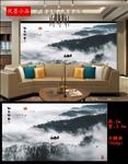 禅意山水冰晶画背景墙
