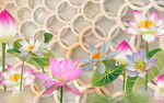 3d荷花背景墙