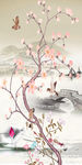中式花鸟水墨背景墙