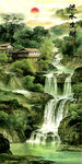 玄关国画流水生财山水画