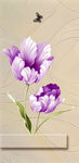 玄关手绘曲线条纹紫色花朵