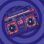 音响音箱音乐摇滚酒吧复古插图