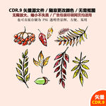 精美手绘树叶花草矢量图