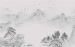 山水国画背景墙