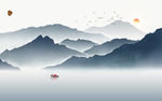 水墨山水壁画