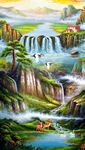 流水生财山水国画3D玄关背景墙
